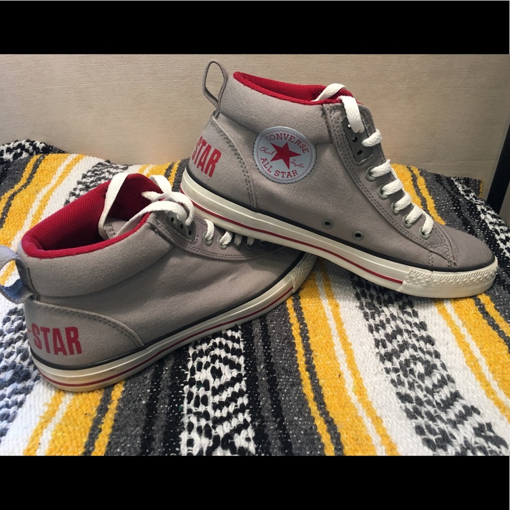 Converse all star mid top gray and red